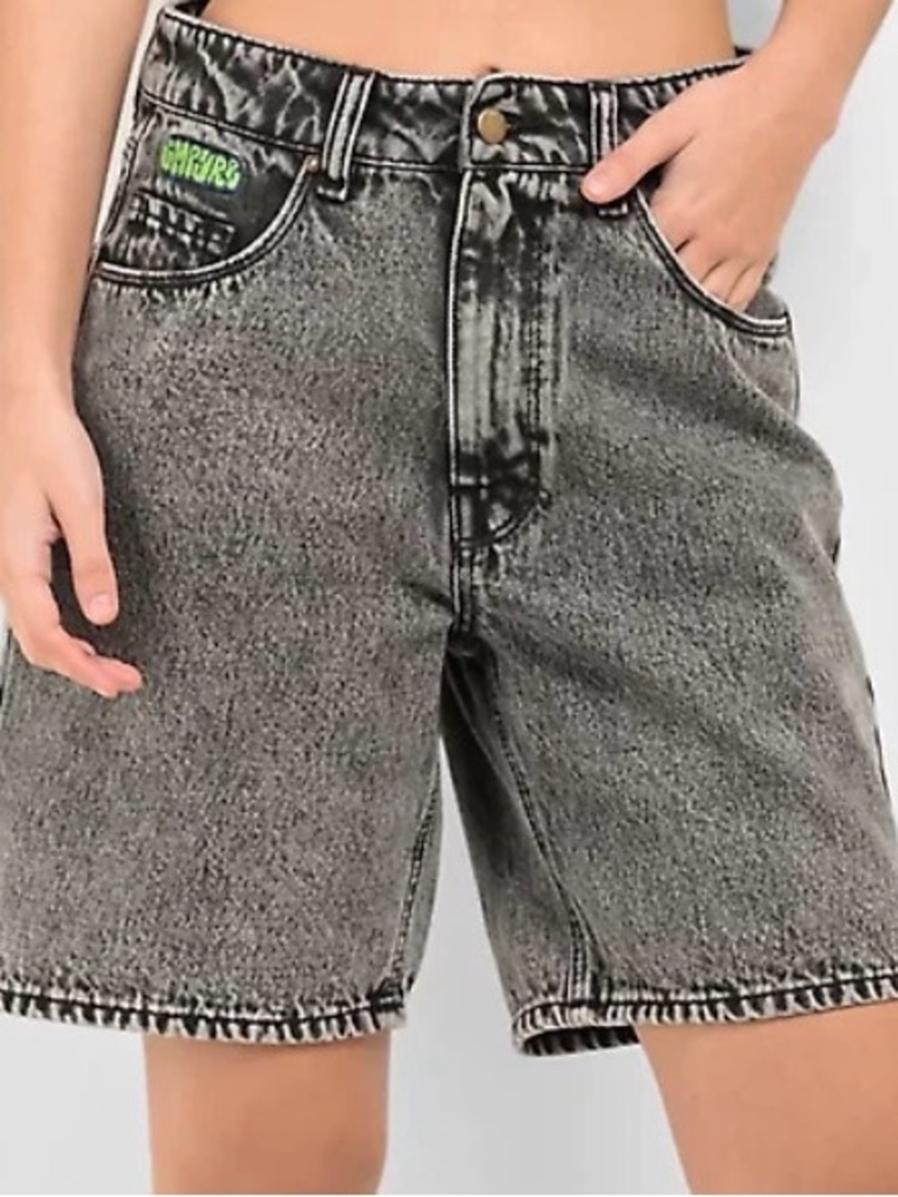 Empyre Tori Black Acid Wash Denim Shorts Size 12 Skater Retro 8” Inseam